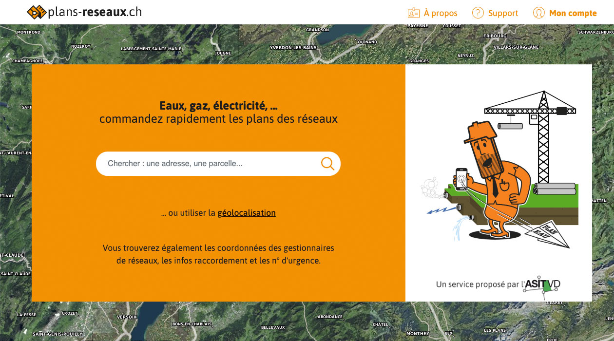Page d'accueil desktop de plans-reseaux.ch