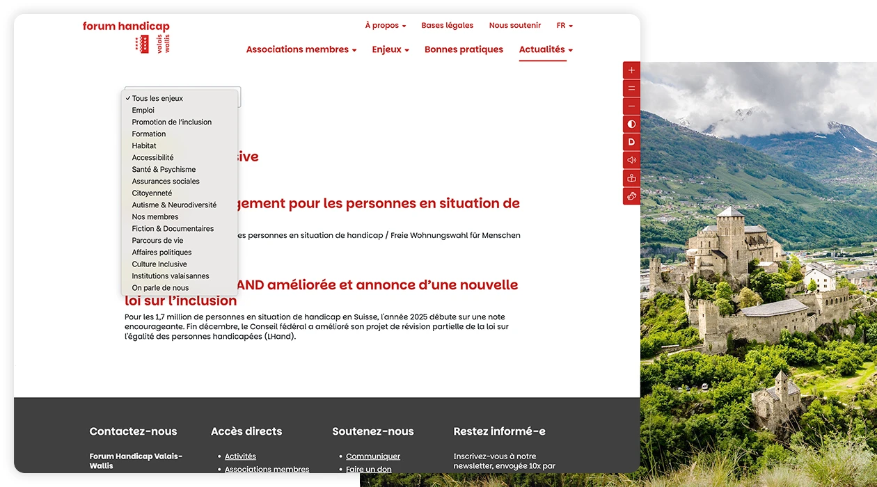 Capture d'écran de la page Dossiers fédéraux