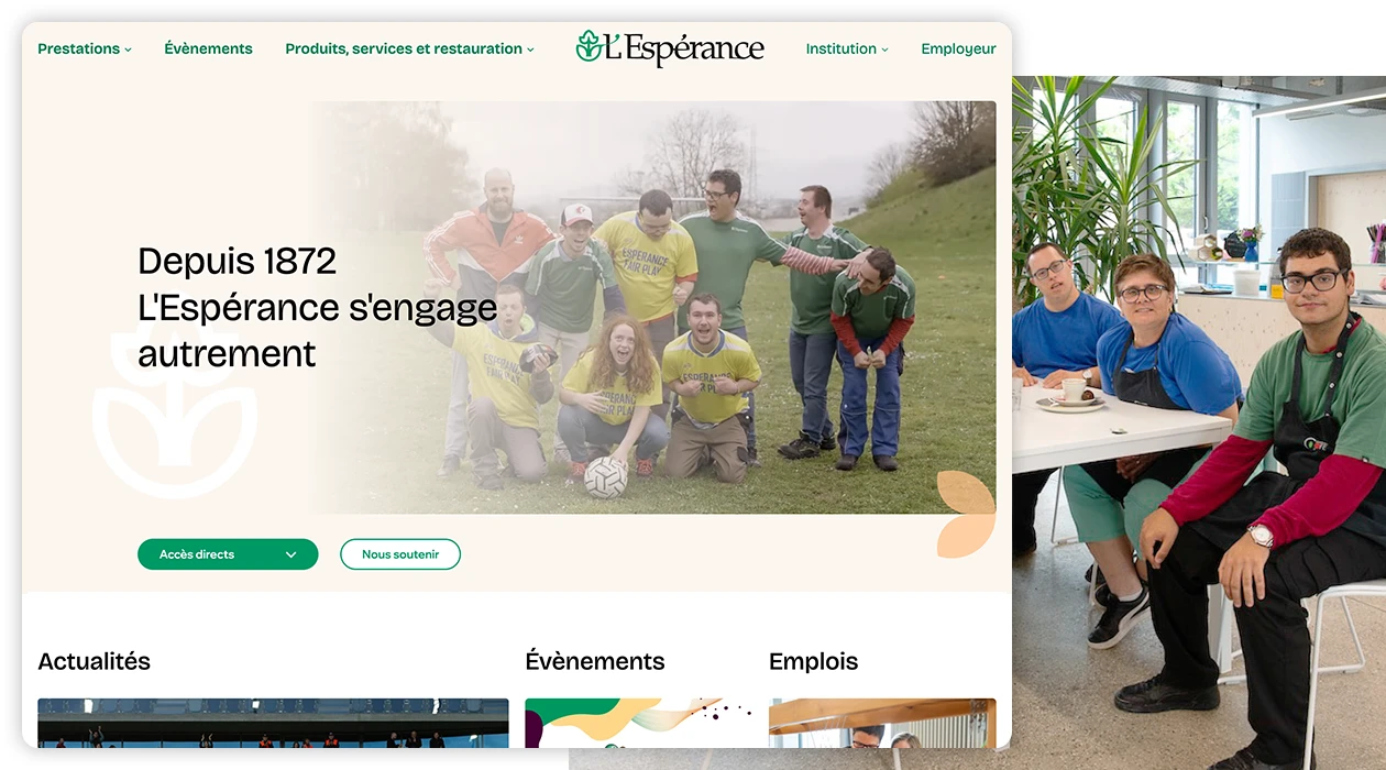 Page d'accueil du site de l'Espérance